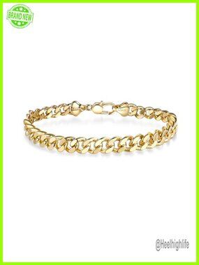 14K Gold Cuban Link Chain Bracelet 5mm for Men & Women